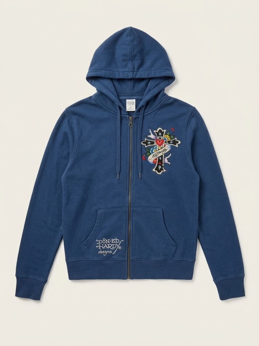 🔥 Vintage Ed Hardy by Christian Audigier "Love Cross" Full-Zip Hoodie 🔥